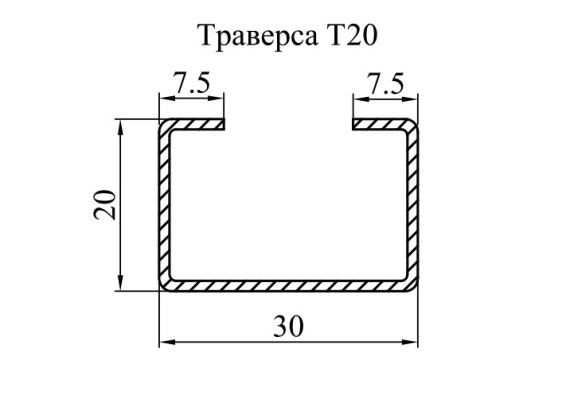 Траверса монтажная Т20 20×30×1,4 мм оцинкованная